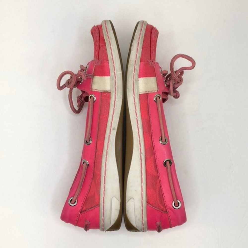 Coach Pink Leather Logo Boat Shoes Loafers - Picture 4 of 8